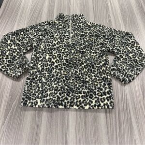 LOFT Leopard Print Sherpa Fleece Zip Sweatshirt Women’s Size Small